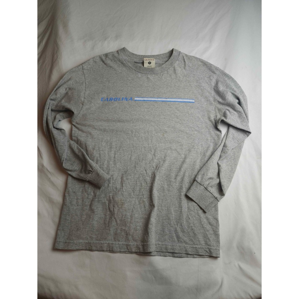 League Carolina Long Sleeve T-Shirt Mens Medium Grey Heather Cotton Made in USA